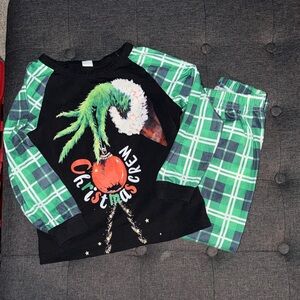 Festive Kids Pajama Set - Black and Green